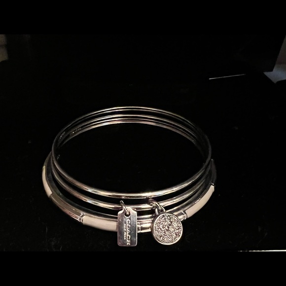 3 Coach Silver Bangle Bracelets NWOT - Picture 6 of 8
